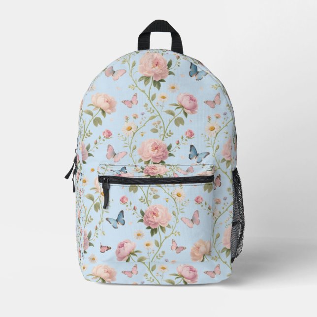Floral Butterfly Backpack with Peonies (Front)