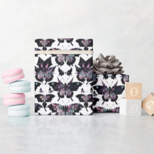 Floral Butterfly Bat Halloween Wrapping Paper