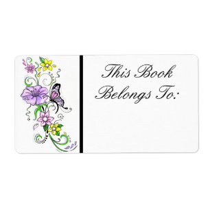 Floral Butterfly Book Label
