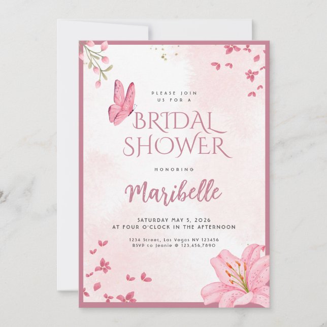 Floral Butterfly Bridal Shower Invitation (Front)