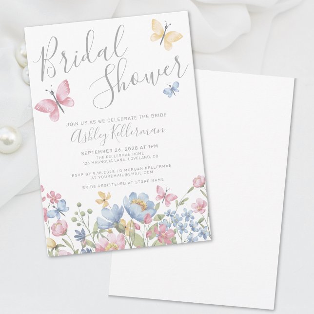 Floral Butterfly Bridal Shower Invitation (Floral Butterfly Bridal Shower Invitation)