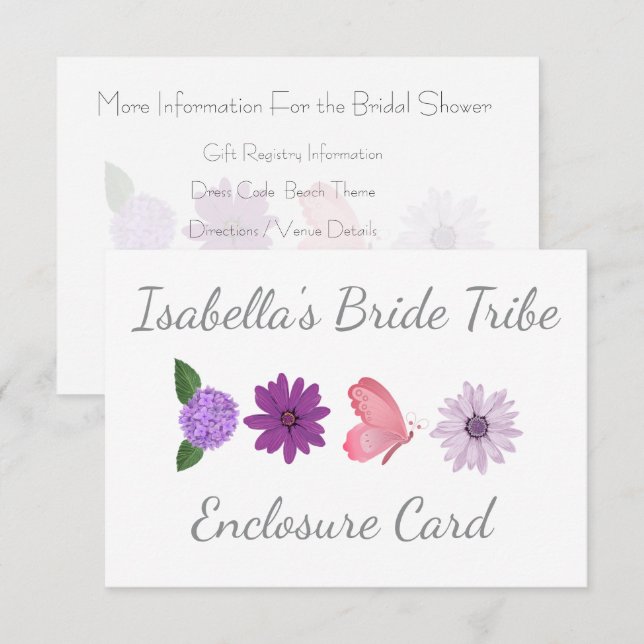 Floral & Butterfly Bride Tribe Information Card (Front/Back)