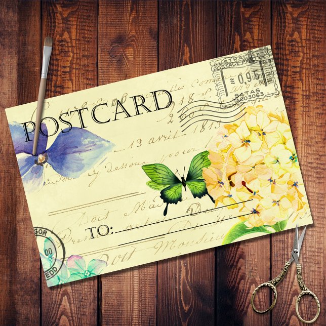 Floral Butterfly Ephemeral Postcard Decoupage Tissue Paper (Creator Uploaded)