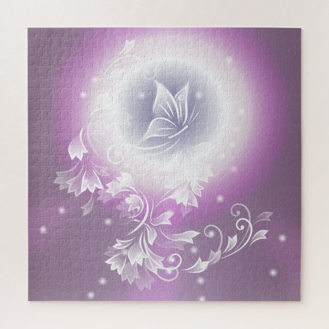 Floral Butterfly Fantasy Purple Jigsaw Puzzle (Vertical)