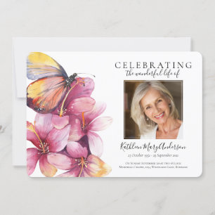 Floral Butterfly Funeral Invitation