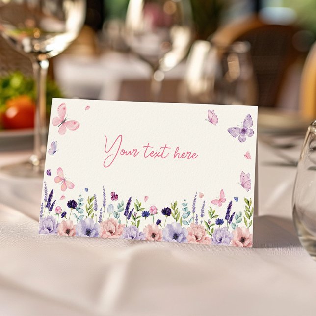 Floral Butterfly Garden Birthday Party Food Tent Place Card (Creator Uploaded)