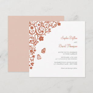 Floral Butterfly Garden Terracotta Boho Wedding Invitation