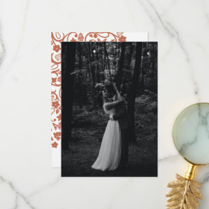 Floral Butterfly Garden Terracotta Wedding Photo Thank You Card