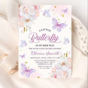 Floral Butterfly Girl Baby Shower Invitation