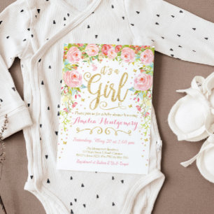 Floral Butterfly Girl Baby Shower Invitation