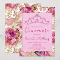 Floral Butterfly Girly Pattern Quinceanera Party