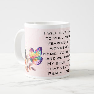 Floral Butterfly Gratitude Bible Verse Large Coffee Mug