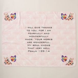 Floral Butterfly Gratitude Bible Verse Sherpa Blanket