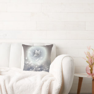 Floral Butterfly Grey Blue Animal Fantasy Cushion