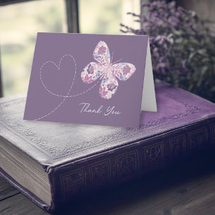 Floral Butterfly in Flight w/ Heart Note Card