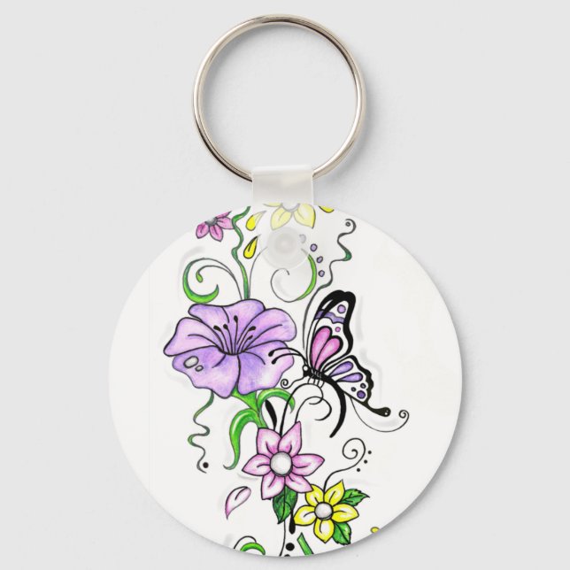 Floral Butterfly Key Ring (Front)