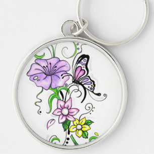 Floral Butterfly Key Ring