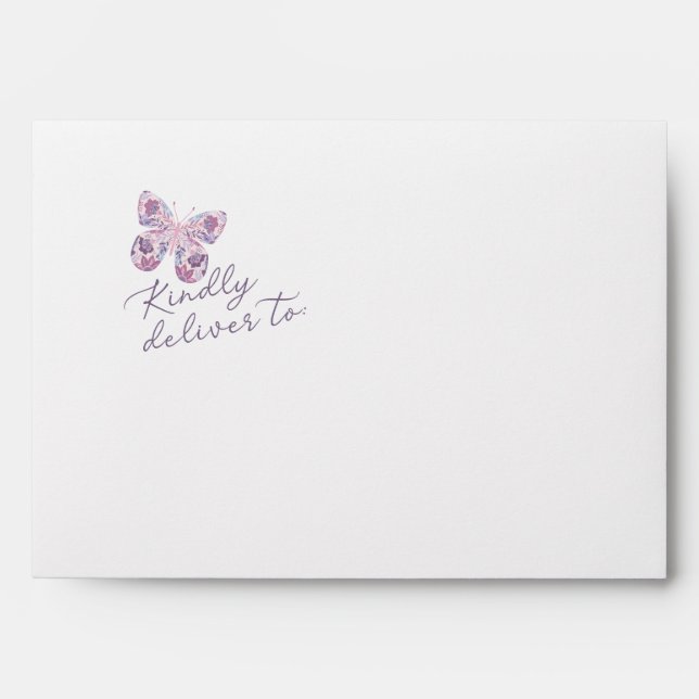 Floral Butterfly "Kindly deliver to" Personalised  Envelope (Front)