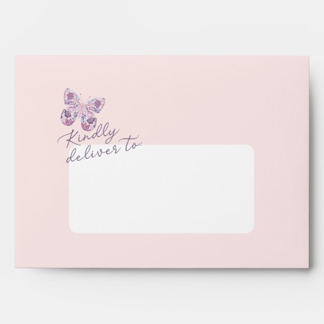 Floral Butterfly "Kindly deliver to" Personalised  Envelope (Front)