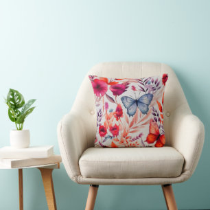 Floral Butterfly, Nature Lover Gift Cushion