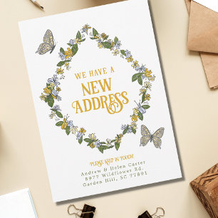 Floral Butterfly New Address Announcement Card