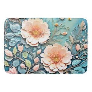 Floral Butterfly Pastel Art Bath Mat
