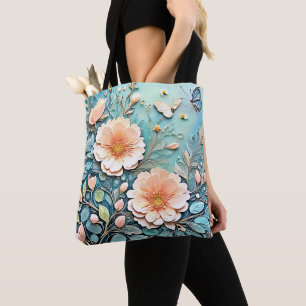 Floral Butterfly Pastel Art Tote Bag