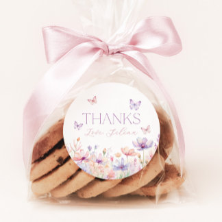 Floral Butterfly Pastel Bridal Shower Favor Classic Round Sticker