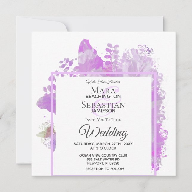 *~* Floral Butterfly Peony Painting AR3 Wedding Invitation (Front)