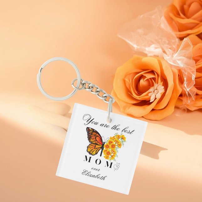 Floral Butterfly Personalised Acrylic Keychain (Creator Uploaded)