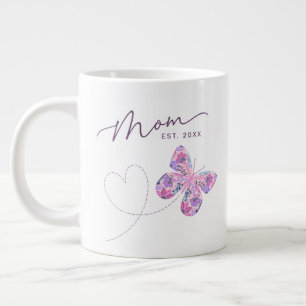 Floral Butterfly Personalised Mum Large Coffee Mug