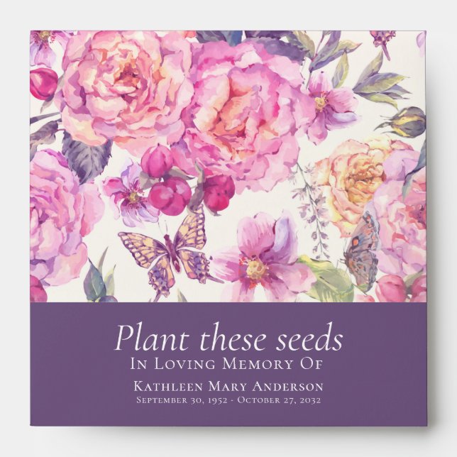 Floral Butterfly Plant These Seeds Funeral Favour  Envelope (Front)