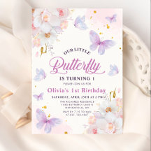 Floral Butterfly Purple Girl Birthday 