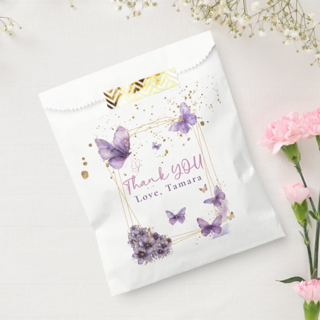 Floral Butterfly Purple Girly Baby Shower Party Favour Bag (Sealed)