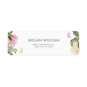 Floral butterfly return address label