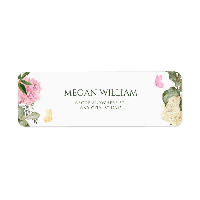 Floral butterfly return address label (Front)