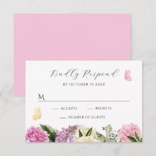 Floral butterfly RSVP card
