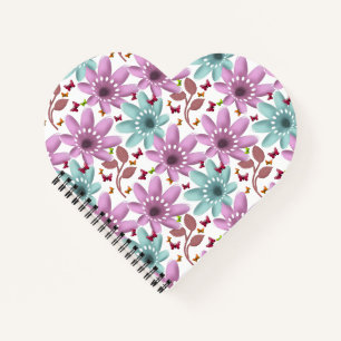 Floral Butterfly Seamless Pattern Pink and Mint Notebook