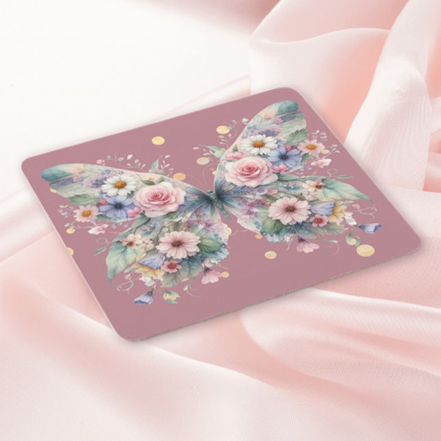 Floral Butterfly Square Paper Coaster (Creator Uploaded)