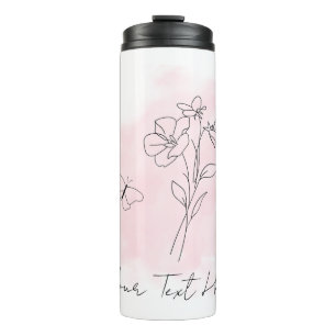 Floral Butterfly Thermal Tumbler