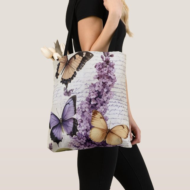 Floral Butterfly Tote Bag (Close Up)