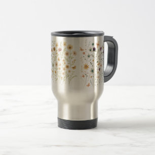 Floral & Butterfly,  Whimsical Garden-Inspired  Travel Mug