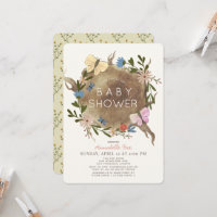 Floral Butterfly Wood Stump Baby Shower Invitation