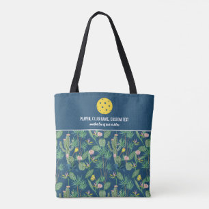 Floral Cactus Pattern Custom Pickleball Paddle Tote Bag