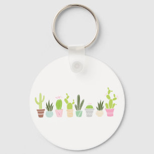 Floral Cactus Plants Key Ring