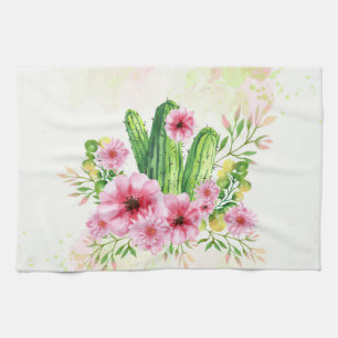 Floral Cactus Tea Towel