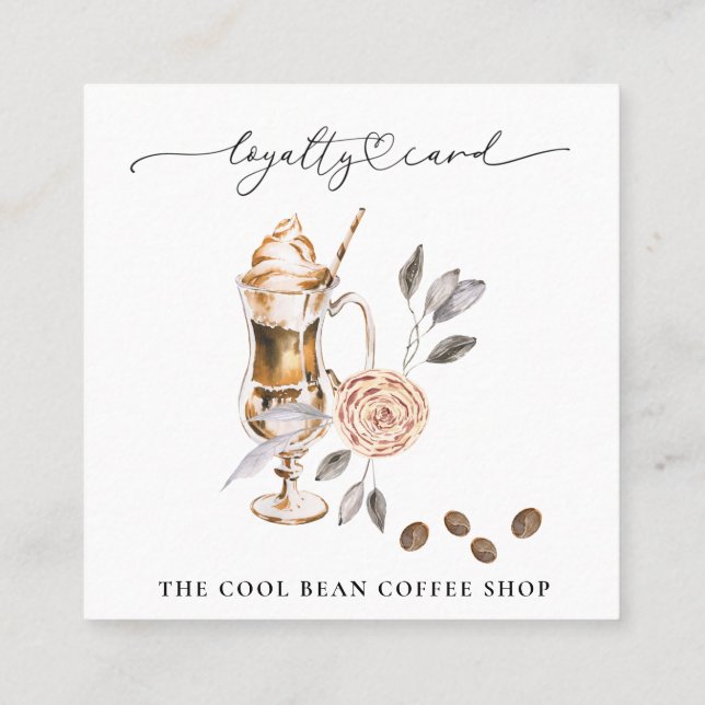*~* Floral Cafe Coffee Bean Espresso QR Rewards Loyalty Card (Back)