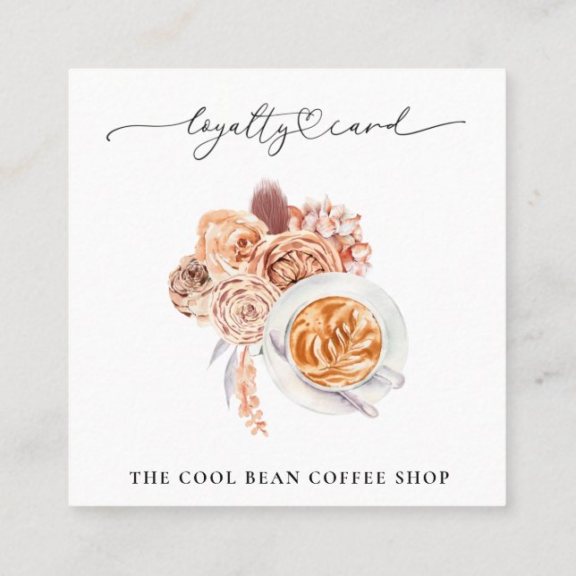 *~* Floral Cafe Coffee Espresso QR Rewards Loyalty Card (Back)