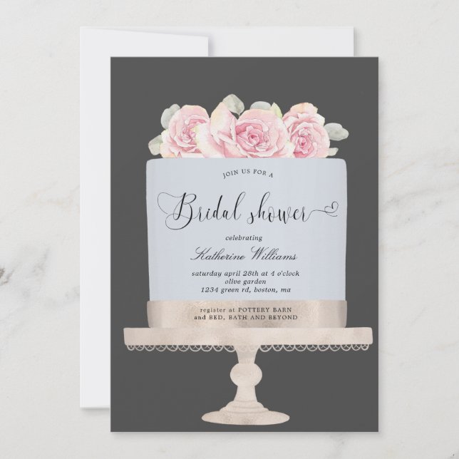 floral cake bridal shower invitation (Front)