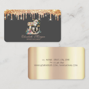 Floral Cake Mixer Chic Drips Bakery Business Card